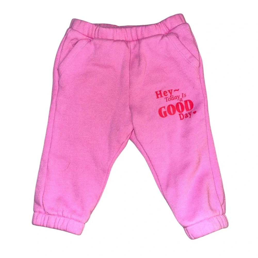 Cat & Jack Baby Girl 3 Piece Set - 3-6M - Pink Sweatpants, Sweatshirt, LS Onesie